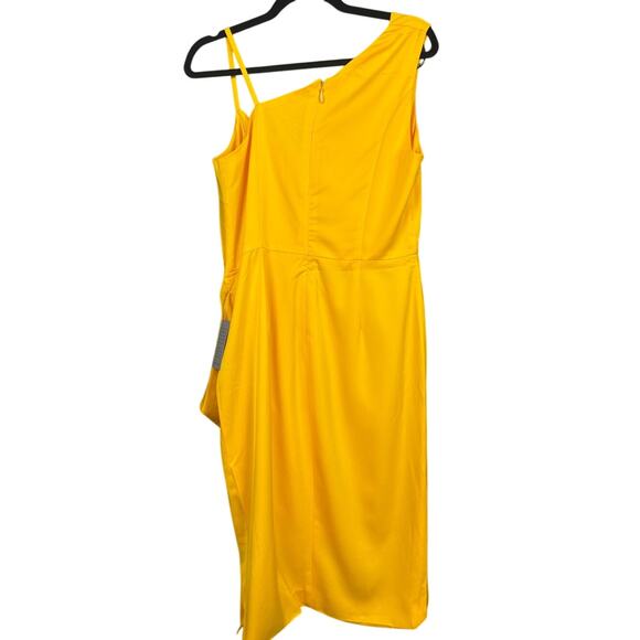 Lavish Alice Emma Cowl Neck Faux Wrap Dress Size 10 NWT Mustard Yellow Designer - Picture 4 of 9